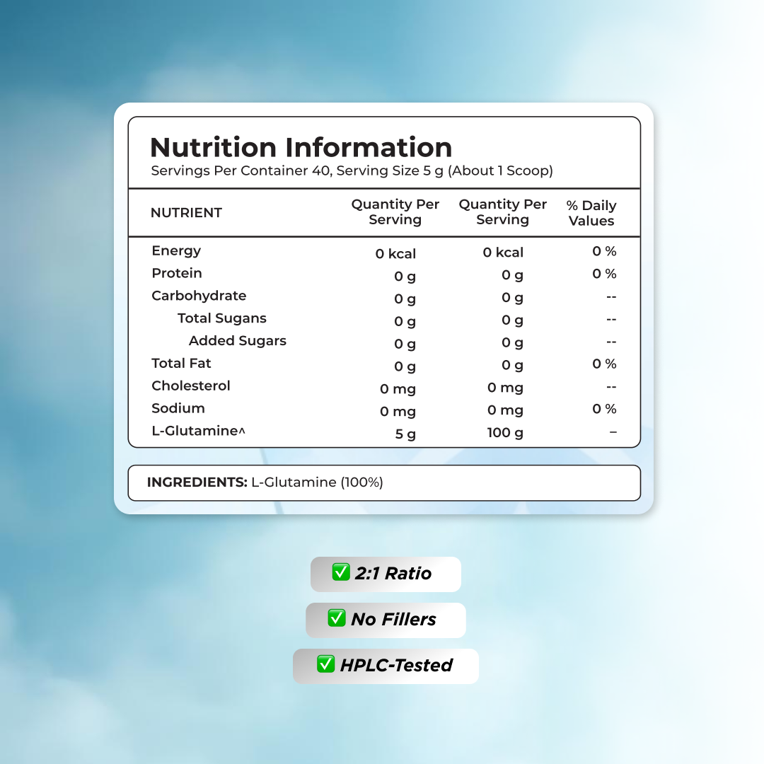 L-Glutamine, 200 g (0.50 lb) Unflavoured
